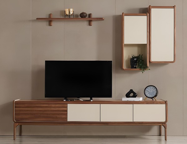Elegante Wohnzimmer Garnitur Tv-Lowboard Designer Wandregale 3Tlg-image