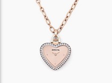 Invicta Mini Angel Rose Gold Crystal Heart Pendant Necklace Watch w/ Gift Bag