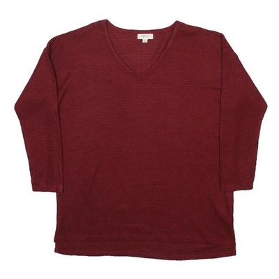 STYLE & CO Damen Bordeaux Uni Strickpullover V-Ausschnitt Basic Knit XL