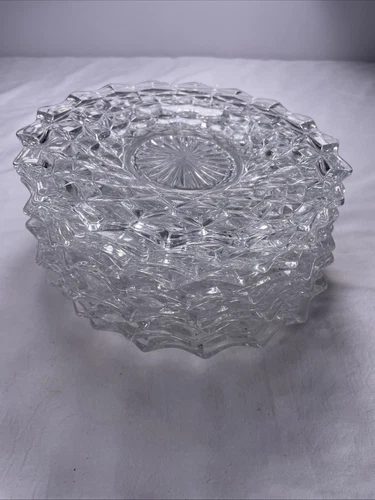 Set of 9 Vintage Fostoria American Glass  7 1/2" Elegant Crystal Dessert Plates