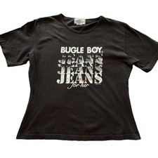 Bugle Boy Jeans For Her Graphic T Shirt L Vintage 1996 USA Made 90s Crop Tee