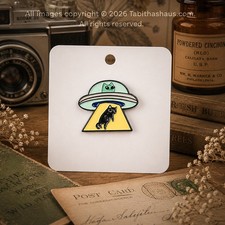 Listing image for UFO Cat Enamel Pin Badge Funny Alien Abduction Cat Lover Brooch Gift