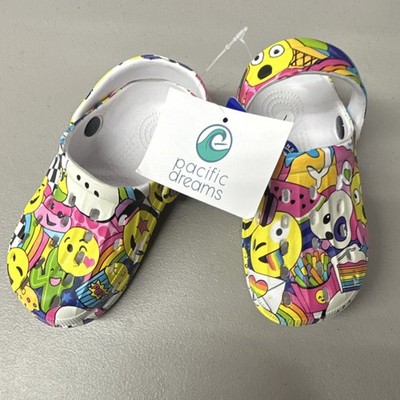Pacific Dreams Emoji Multicolor Clog Shoes Unisex Kids Size 7 Synthetic Slip On