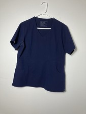FIGS Techinical Collection Scrub Top Shirt Sz L Navy Blue Short Sleeve Po-1728