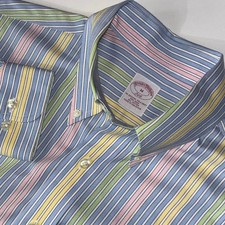 Brooks Brothers 346 Shirt Men M Pastel Stripe Button Down Cotton Preppy