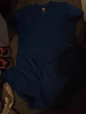 Wonder Flex Wink Women's Scrub Set, Royal Blue Top Large Pants Med