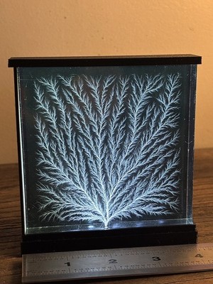 DISCOUNTED 4''x4'' x 0.75'' BACKLIT Lichtenberg Figure Lightning Physics Sculpture