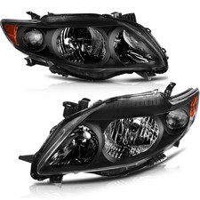 Headlight Assembly for Toyota Corolla 2009 2010 Black Housing Amber Reflector...