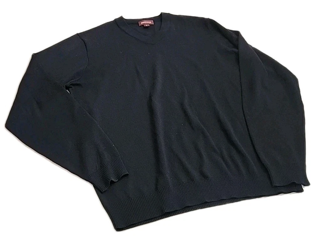 Nordstrom Merino Wool V-Neck Sweater Men’s LL Black Knit (vintage?)