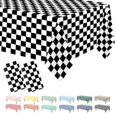 2 Pack Checkered Tablecloth, 54 x 108 Inches Black and White Gingham Tablecloths