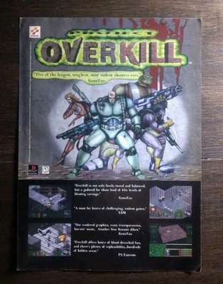 Vtg Video Game Print Ad Project Overkill 1996 PS1 Magazine Advertisement Art