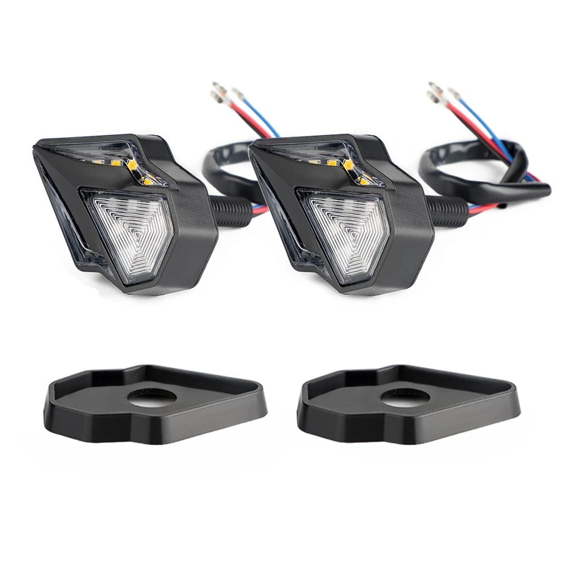 2X Indicador de flujo LED de montaje empotrado para motocicleta rojo ámbar DRL Foto 4 de 4