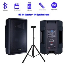 15 Inch Powered TWS Bluetooth Speaker  Stand Universal Adjustable Height Tripod