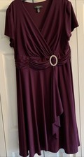 R M Richards 16 Short Sleeve Formal Dress Burgundy Scoop Neck Short Sleeve