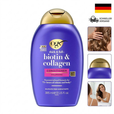 OGX Biotin & Collagen Conditioner (385 ml), reichhaltige Haarspülung für 72h+ Vo
