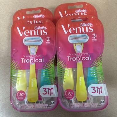 4 Packs of  Gillette Venus Tropical Razors - 12 total disposable razors!