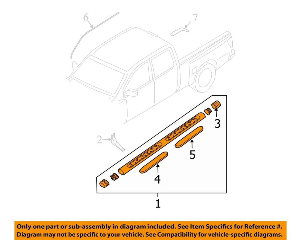 Lado estribo doble cabina pasajero Rh compatible con Nissan Titan 2004-2008 Foto 4 de 4
