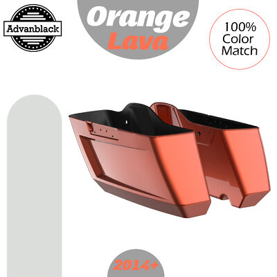 Orange Lava Holeshot Chopped Saddlebags Bottoms For 14+ Harley Davidson