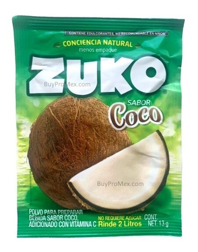 12-Pk ZUKO Coco/ Coconut ZUKO Powder Drink Flavor 13g/.45oz - Picture 1 of 2