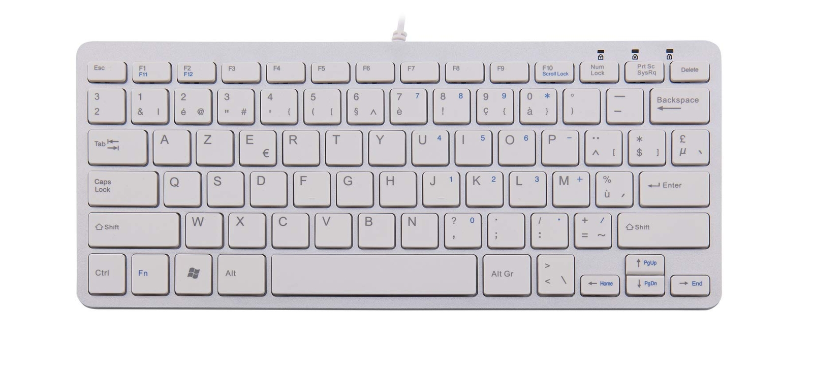 R-Go Compact Keyboard, AZERTY (BE), white, wired AZERTY (Belgium) White