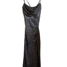 Nightway Collections Sequined Rose Gold Bodycon Side Slit Formal Dress Sz 8
