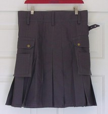 NWOT Gray Cotton Canvas SCOTTISH HIGHLANDS Utility Kilt Snaps On Pockets 34