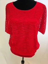 AB Studio red lined with gold buckle women top size S                     T417