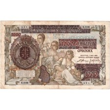[#335032] Serbien, 1000 Dinara on 500 Dinara, 1941, 1941-05-01, KM:24, SS