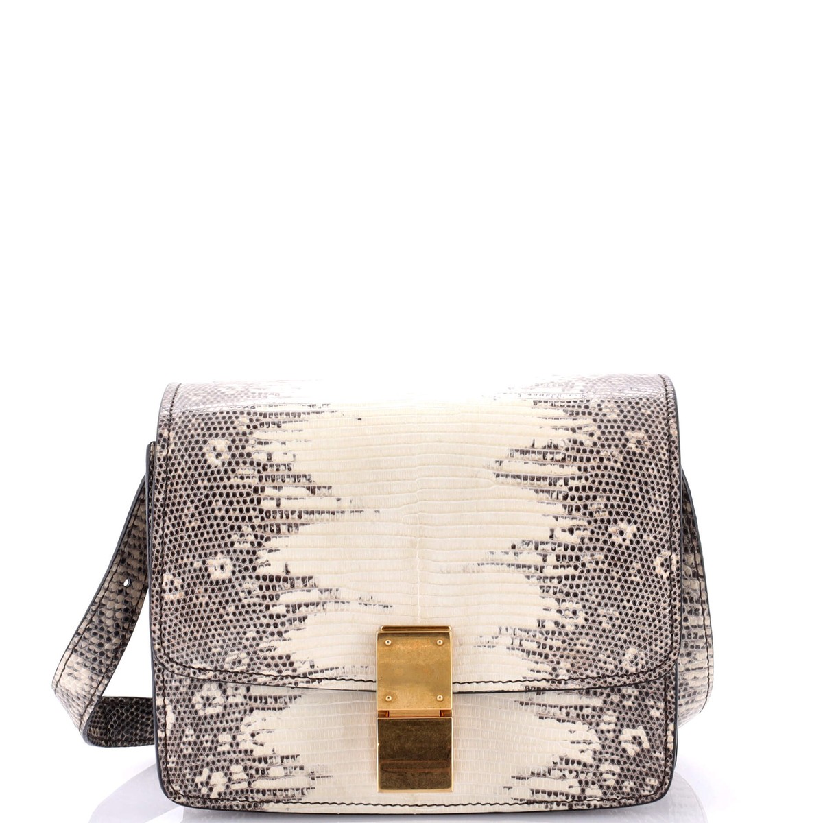 バッグ CELINE CO_MI CELINE Micro Luggage Bi-Color Lizard Calfskin Tote Bag Black