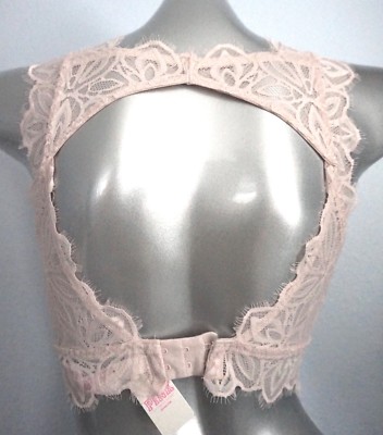 PINK Victoria's Secret Nwt Cocoon Date Push Up Open Back Bralette M L