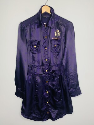purple coogi dress Coogi Couture Purple Snakeskin Snap Front Shirt Dress Size Large