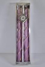 Taper Candle Set: Purple/Gold Twisted - 14"-Illuminating Candle Co.-Vintage-1994