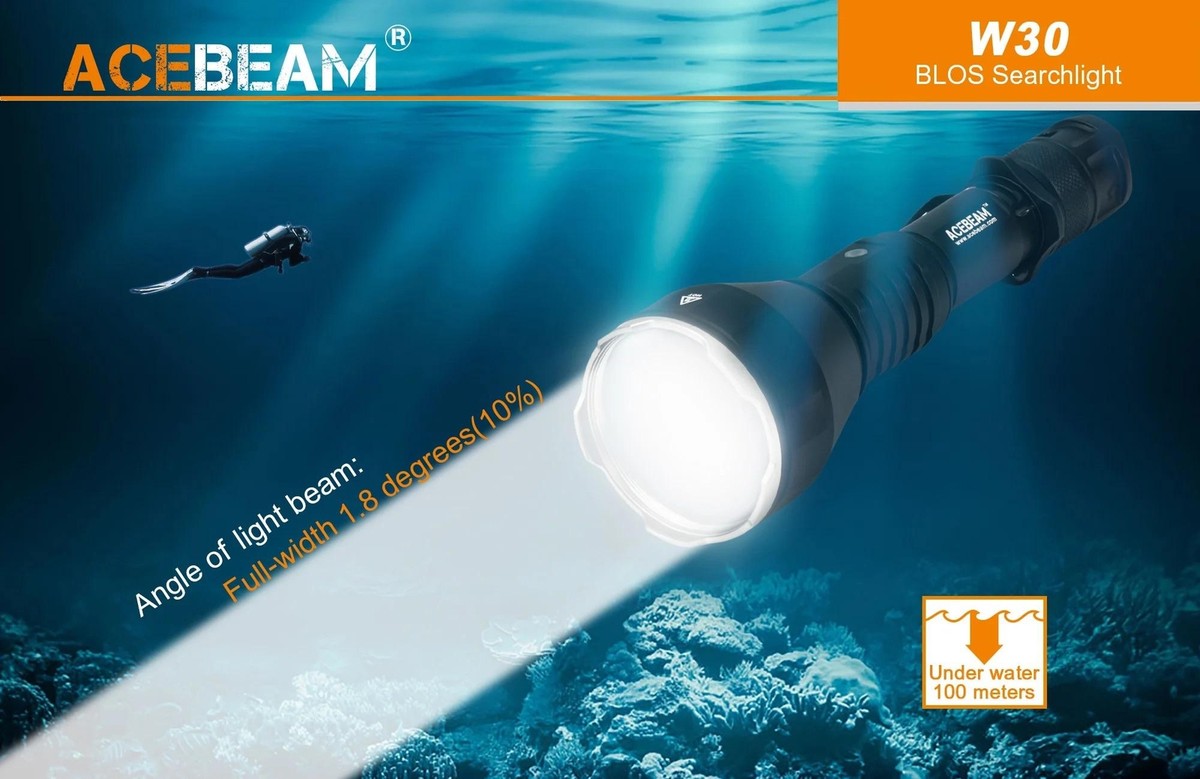 Acebeam W30 Long Range LEP Flashlight - 500 Lumens, 2408m throw