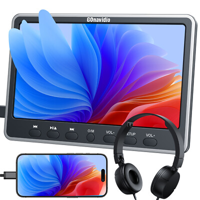 12'' Full HD Car Headrest DVD Player Monitor TV for Kids HDMI USB SD MP4 Headsets