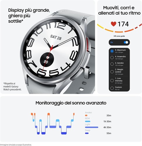 Samsung Galaxy Watch6 Classic 47 mm Graphite SM-R960NZKAITV - Foto 4 di 8