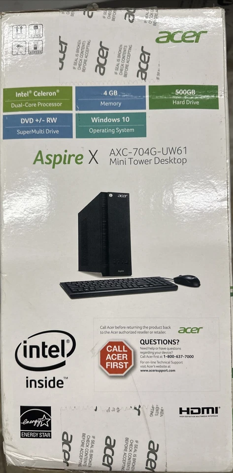 Estuche vacío para computadora Acer Aspire 15x11x4 pulgadas, usado para albergar el AXC-704G-Uw61 Foto 2 de 2