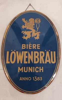 Vintage LOWENBRAU Advertising Sign. circa 1970s. Made in Germany