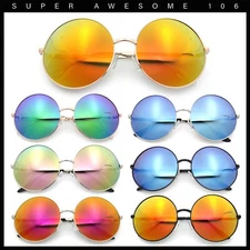 Color Mirror Iconic Hippie Oversize Round Circle Lens Sunglasses