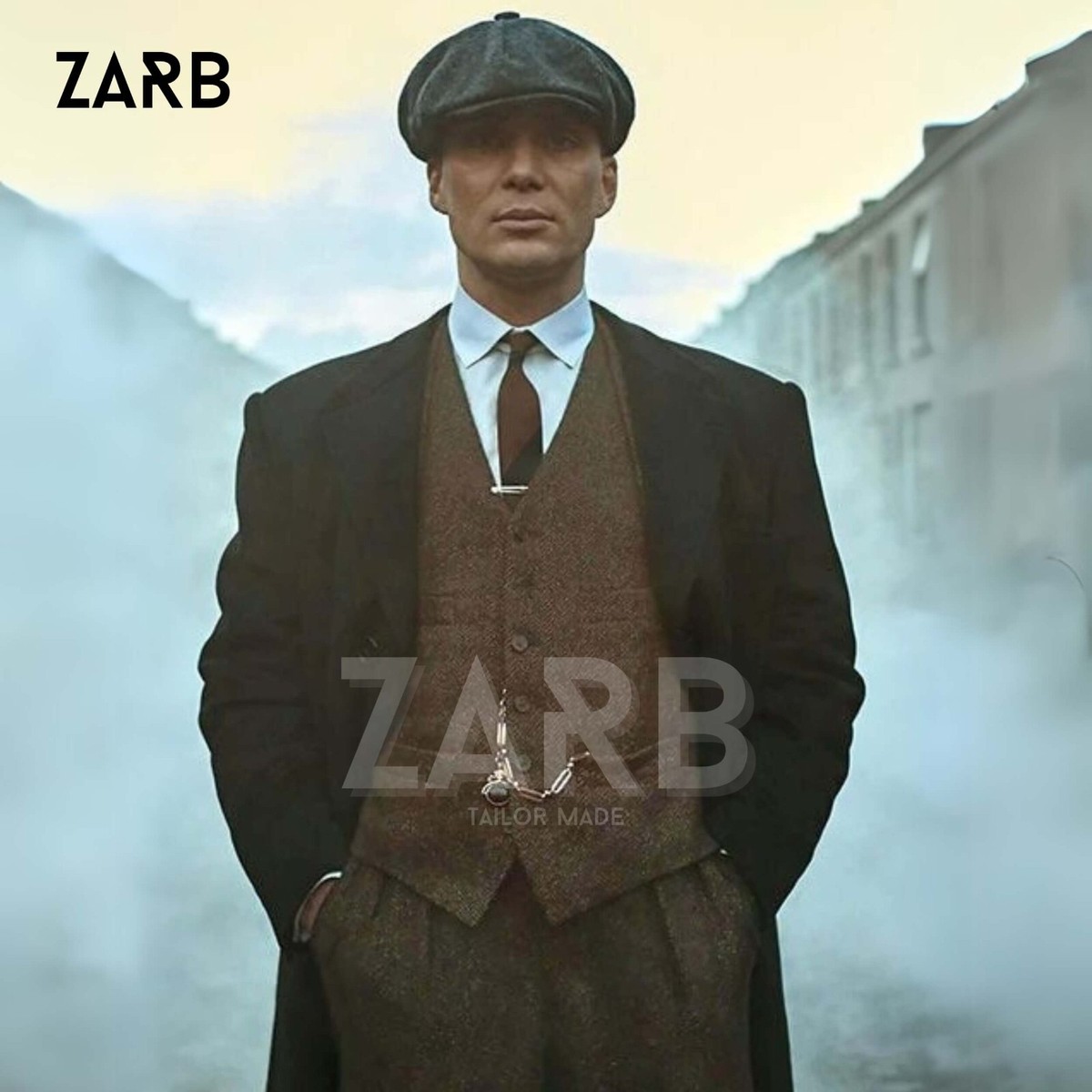 Tattoo Calvin Klein Peaky Blinders Men's Brown Tweed Suit, Peaky