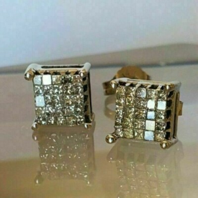 0.75Ct Princess Lab-Created Diamond 14K White Gold Finish Stud Push Back Earring