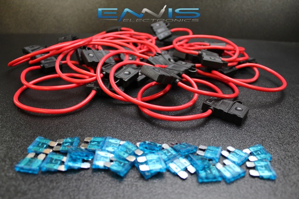 (50) 14 GAUGE ATC FUSE HOLDER W/ FUSE IN-LINE AWG WIRE COPPER 12 VOLT BLADE - Image 2 of 4