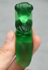 8.5CM China Hongshan Culture Green Crystal Sun God Sun-God Helios Amulet Pendant