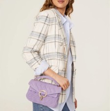SANDRO Yza Bag Women Purple Quilted Shoulder ...