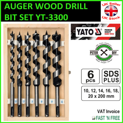 AUGER HOLZBOHRER 6-tlg Set 10,12,14,16,18,20 x 230 mm lang SDS Plus YATO