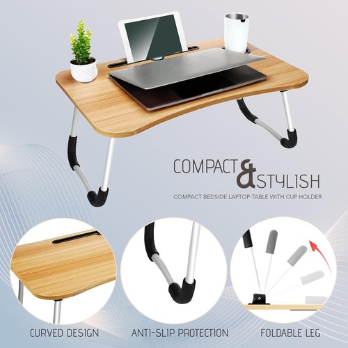 2-Pack Large Folding Lap Desk for Sofa & Bed - Includes Cup Holder & Phone Stand - Picture 3 of 4