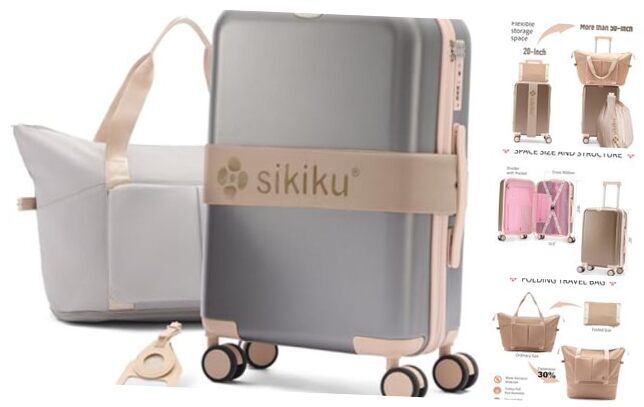 Luggage Sets 4 Piece, Carry On Luggage, Hardside Silver Gray Luggage Set