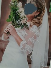 💕Hochzeit Brautkleid, ivory weiß Gr.40/42 mit Spitzen-Bolero Reifrock Schleier 