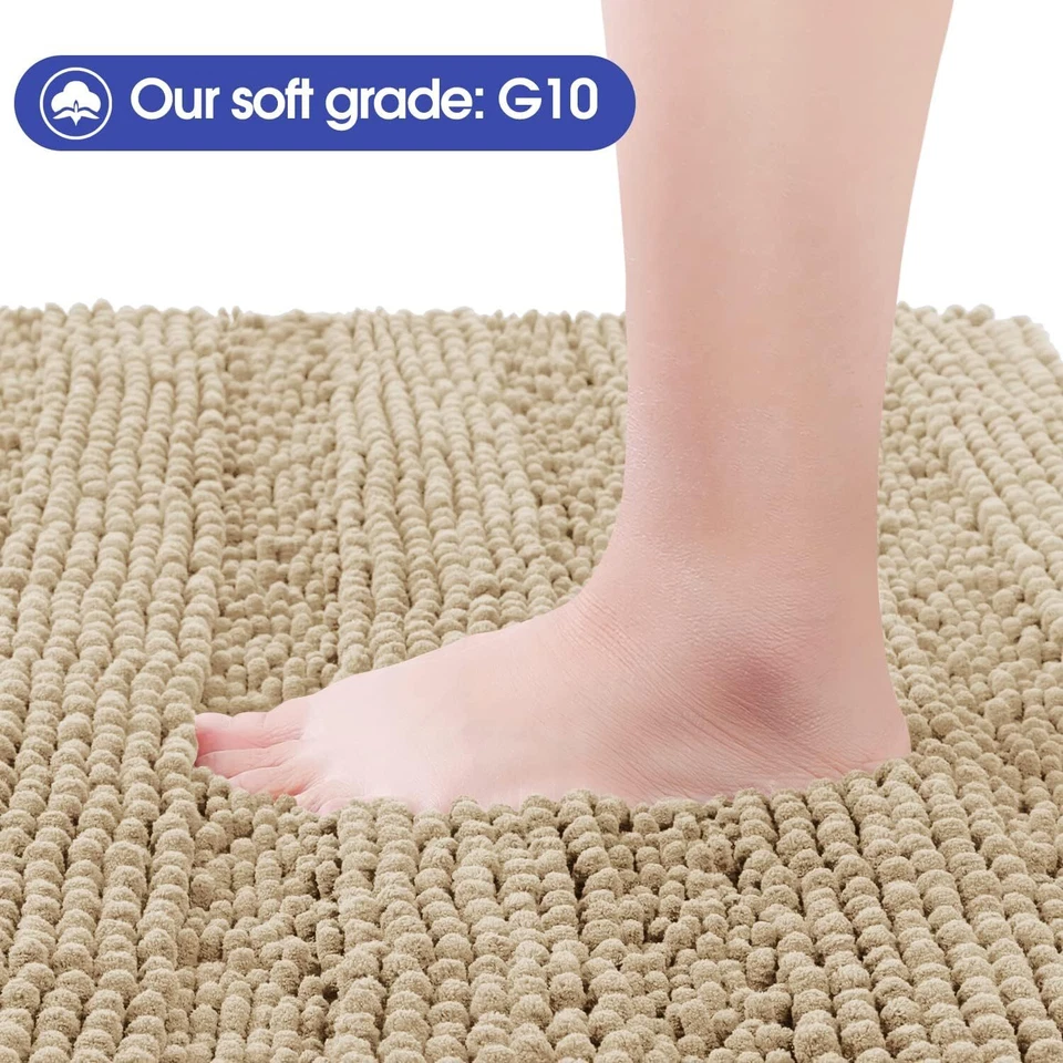 Juego de alfombras de baño antideslizantes ultra suaves 3 piezas alfombras de felpa absorbentes de chenilla Foto 3 de 4