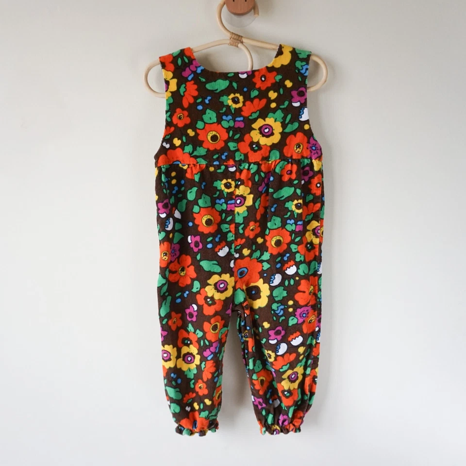 Mameluco de otoño con estampado floral de pana Rugged Bear Y2K marrón naranja bebé talla 24 meses Foto 4 de 4