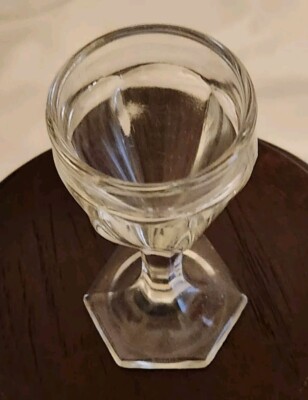 French 1920 Bistro Pedestal Wine/Cordial Paneled Glass 4.5 Tall